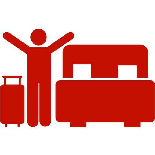 Icon of person with suitcase and bed