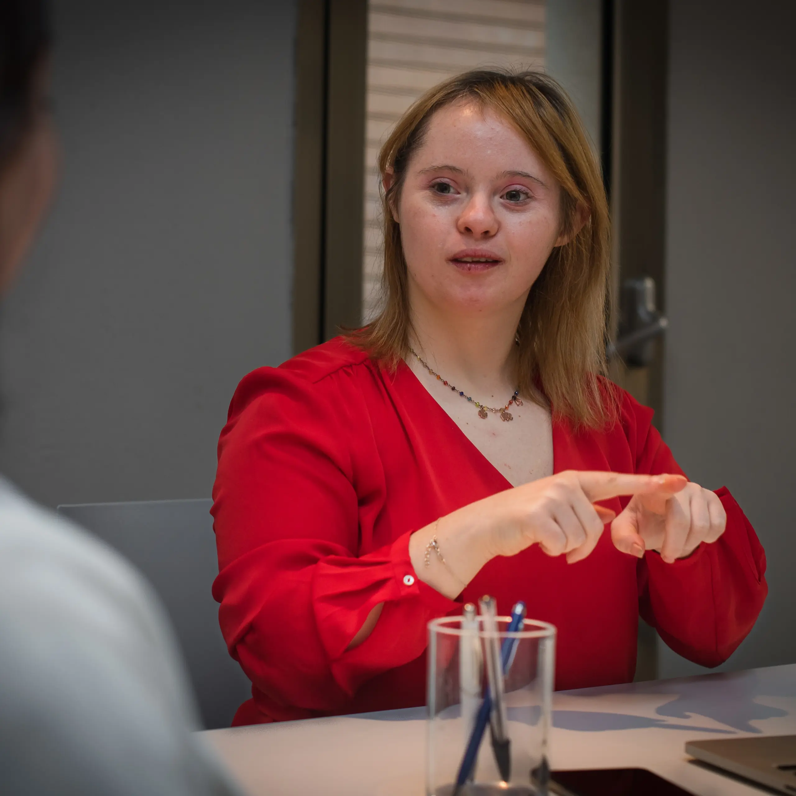 Disabled girl talking