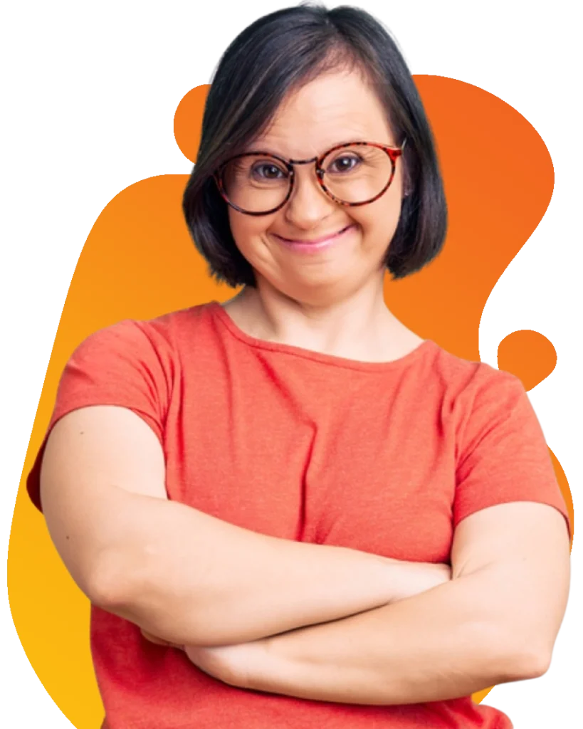 Disabled girl smiling at camera